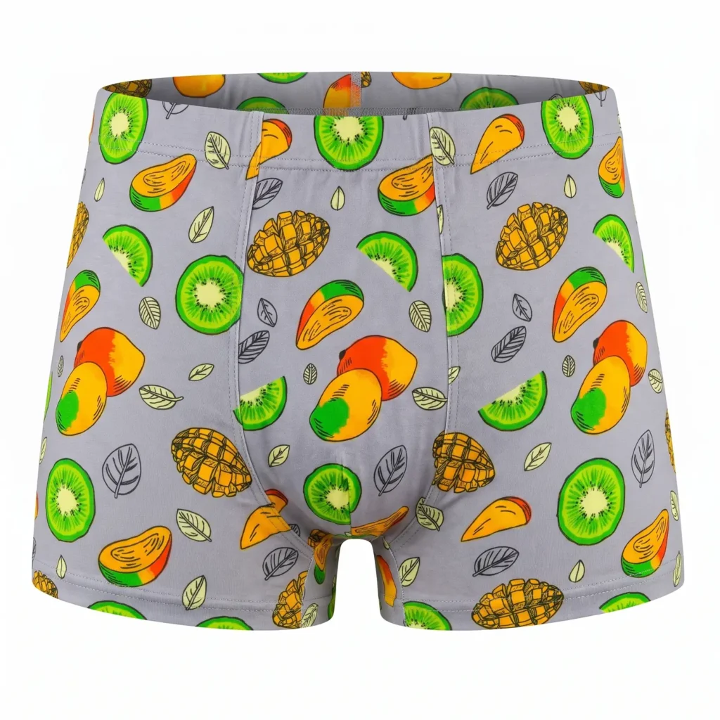 Sivé pánske bambusové boxerky s ovocím